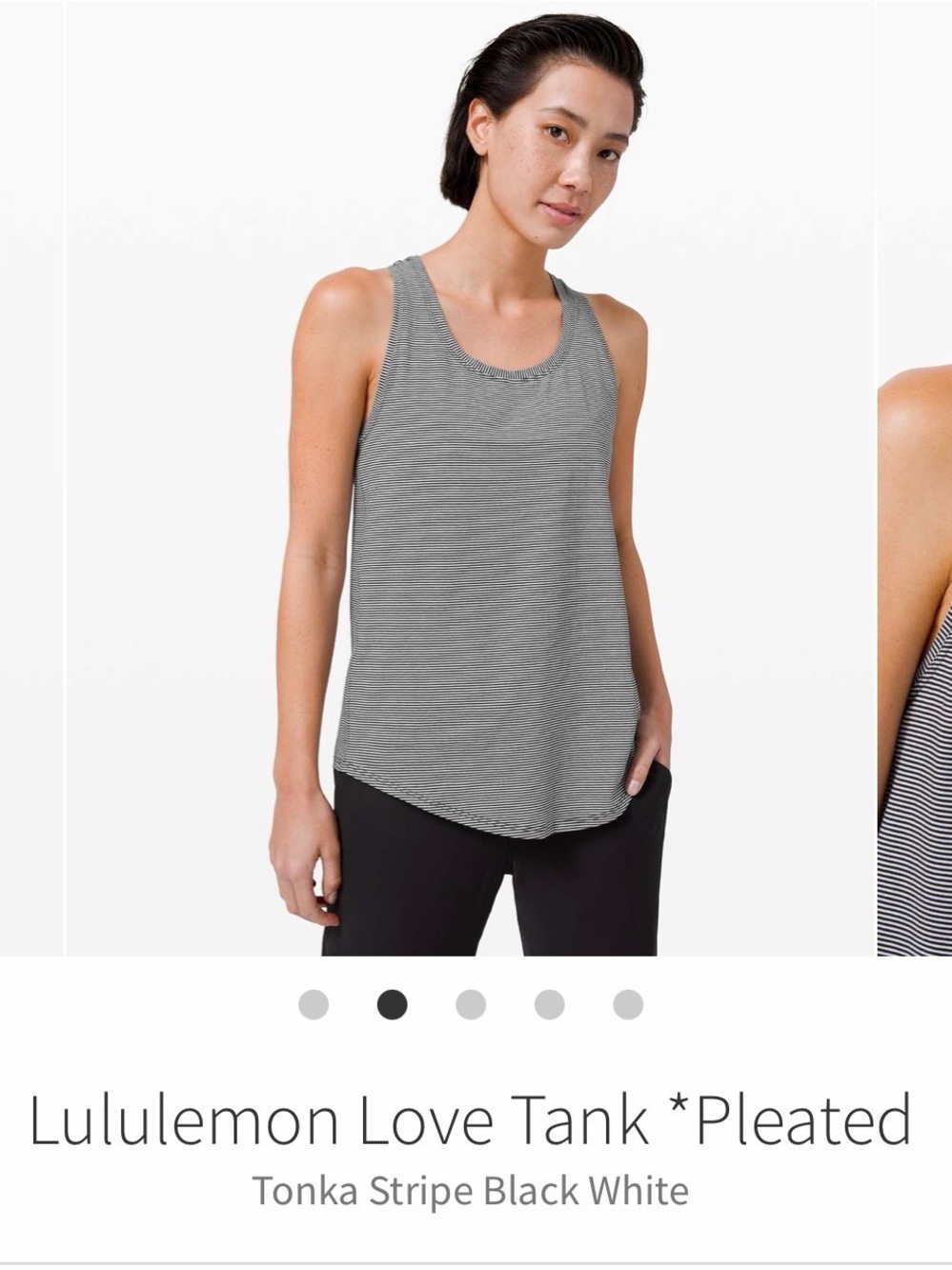 lululemon Love Tank- Black and White Stripe - 4